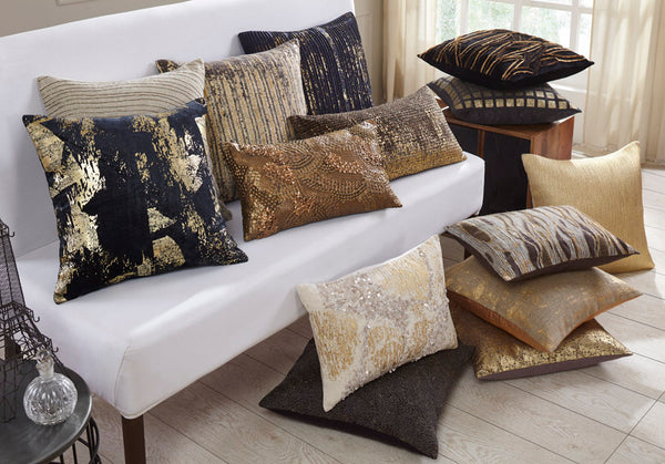 Hip Hop Metallic Lumbar Pillow, Gold Bronze