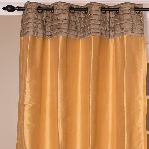 Dupioni Silk Curtain with Grommets, Gold Taupe