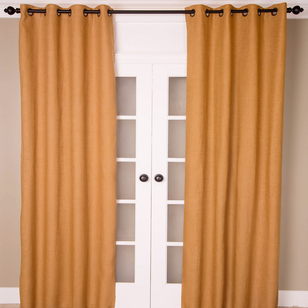 Solid Jute Grommet Curtain, Mustard