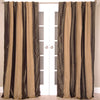 Pure Silk Taffeta Stripe Curtain, Gold Charcoal Stripes