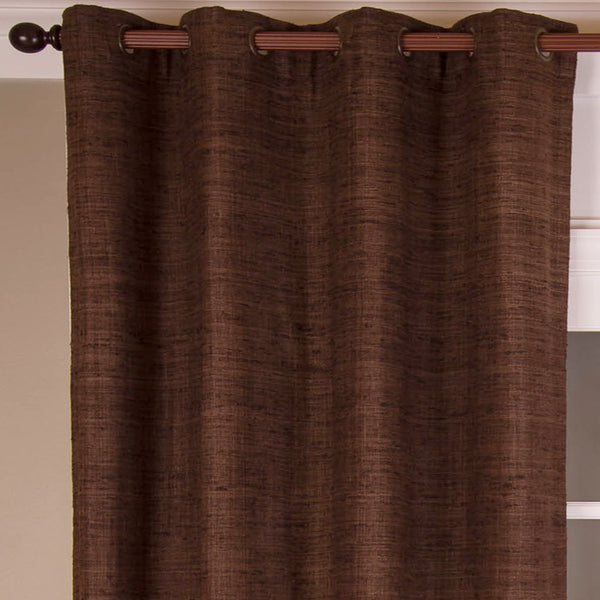 Raw Silk Grommet Curtain, Coffee