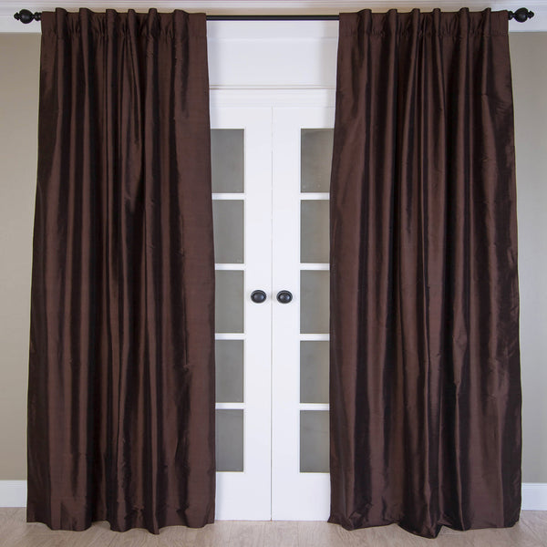 Signature Solid Silk Dupioni Curtain, Dark Chocolate