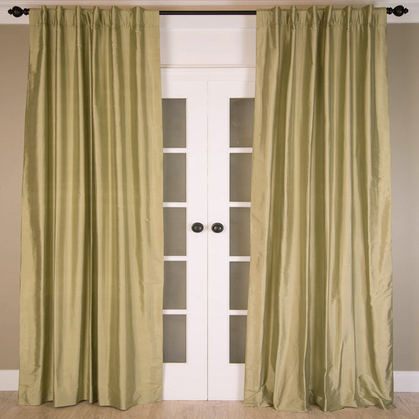 Signature Solid Dupioni Silk Curtain, Sage