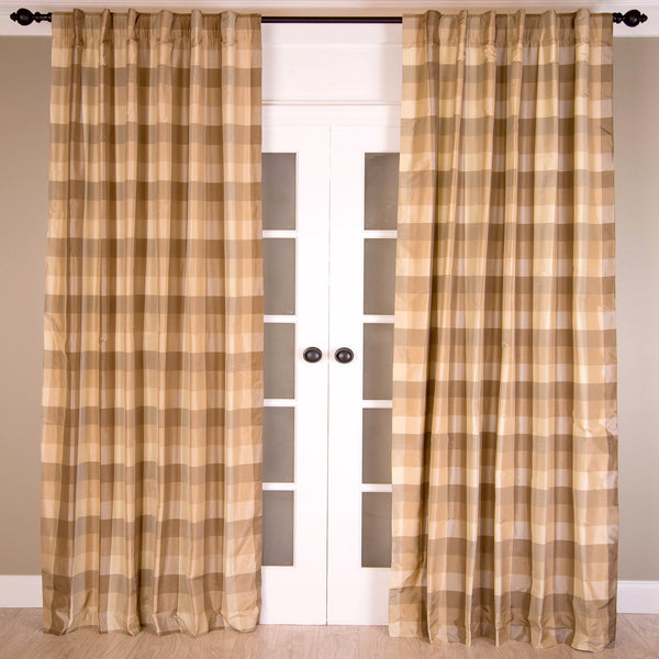 Taffeta Silk Plaid Curtain, Dulce de Leche