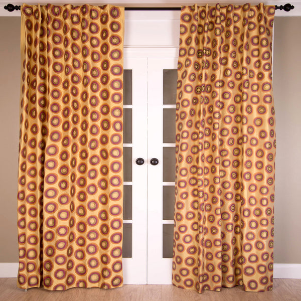 Dupioni Silk Circles Print Curtain, Gold