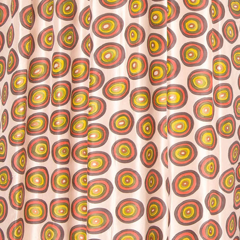 Dupioni Silk Circles Print Curtain, Ivory