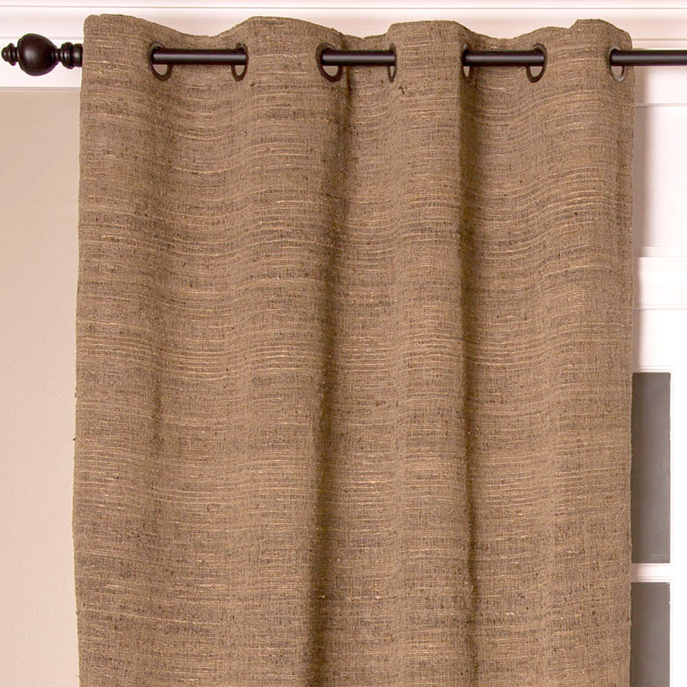 Raw Silk Grommet Curtain, Brown