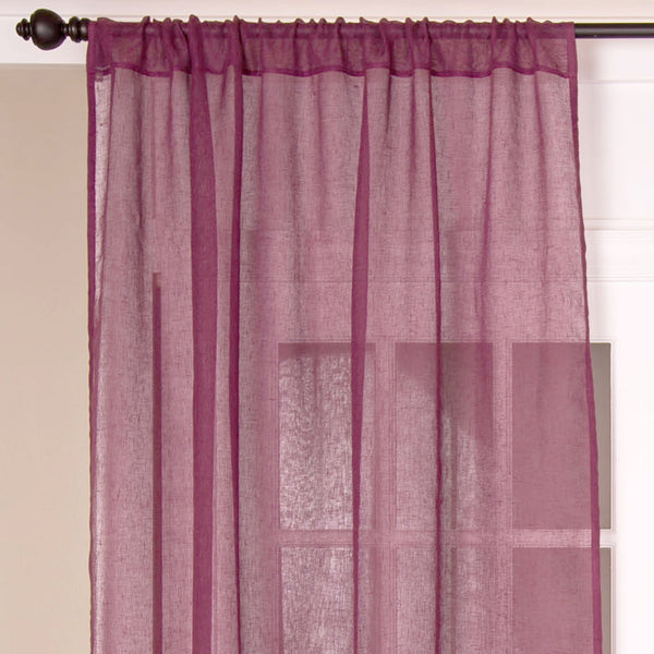 Solid Linen Sheer Curtain, Plum