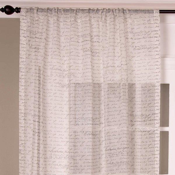 Sheer Linen Print Curtain, White