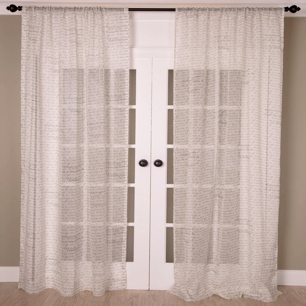 Sheer Linen Print Curtain, White