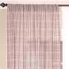 Printed Plaid Linen Sheer Curtain, Pink Multicolor