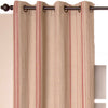 Linen Stripes Grommet Curtain, Natural Red