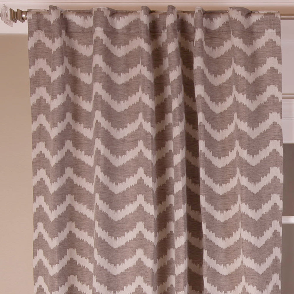 Chevron Jacquard Linen Cotton Curtain, Brown Taupe