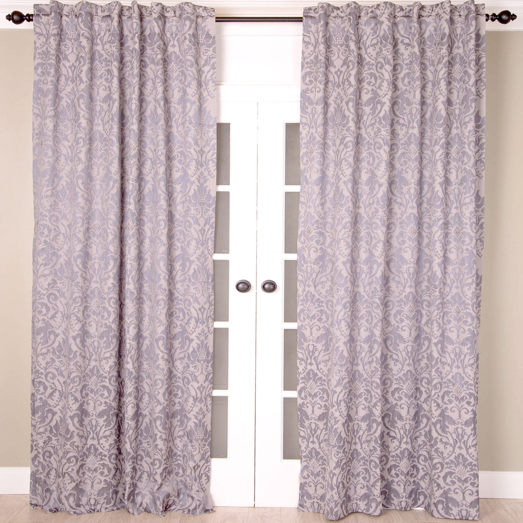 Embroidered Linen Curtain, Grey