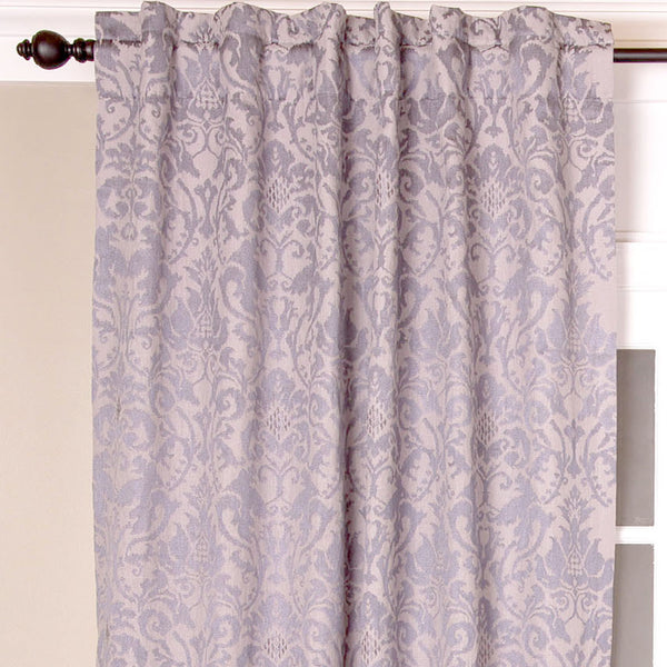 Embroidered Linen Curtain, Grey