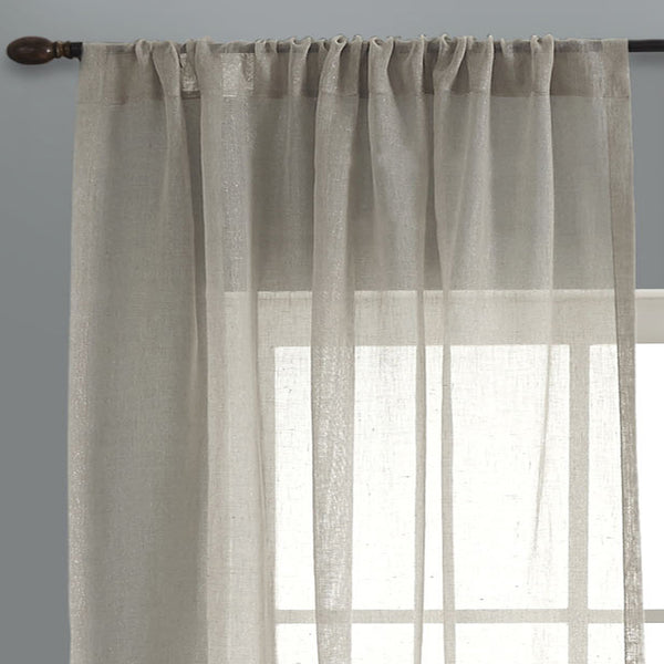 Linen Lurex Sheer Curtain, Silver