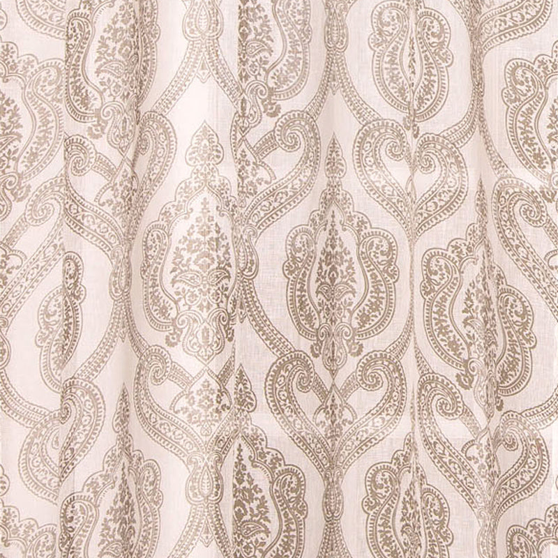 Medallion Printed Linen Curtain, Ivory