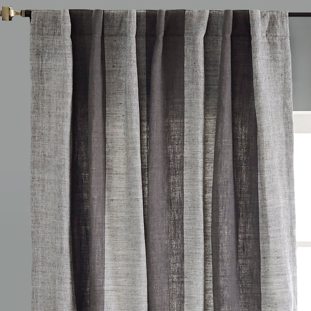 Riviera Linen Striped Curtain, Grey