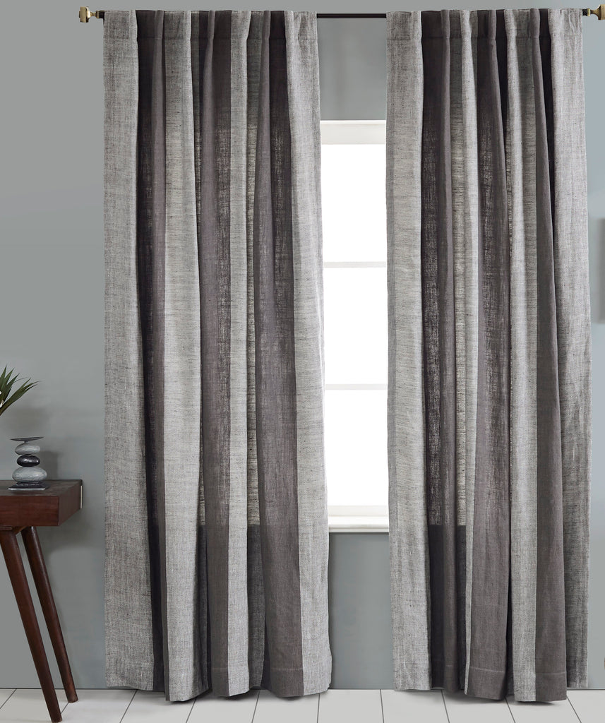 Riviera Linen Striped Curtain, Grey