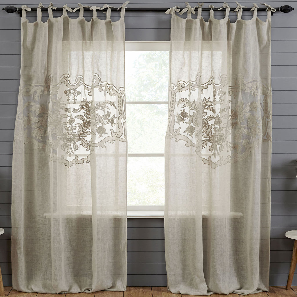 Embroidered Linen Sheer Curtain, Natural