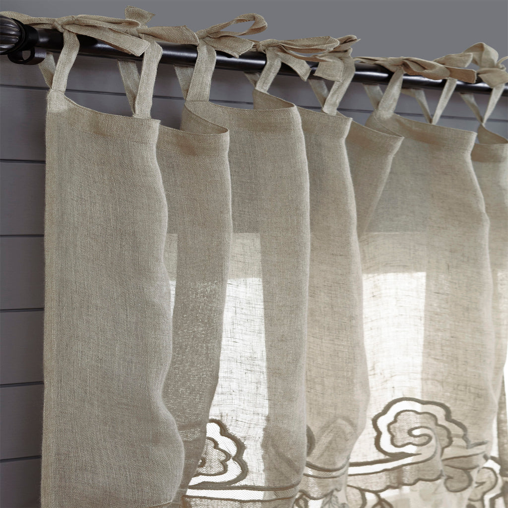 Embroidered Linen Sheer Curtain, Natural