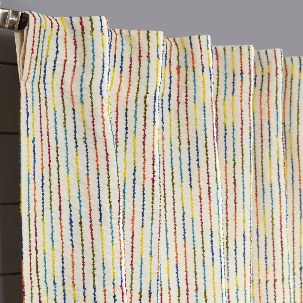 Mesa Cotton Linen Embroidery Curtain, Multicolor