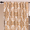 Medallion Printed Cotton Velvet Curtain, Gold Ivory