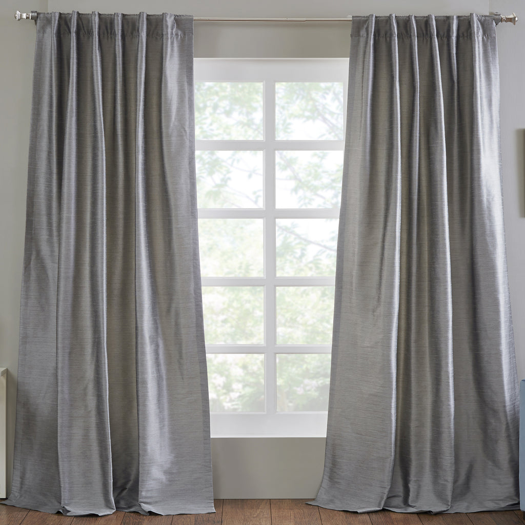 Faux Raw Silk Curtain, Grey