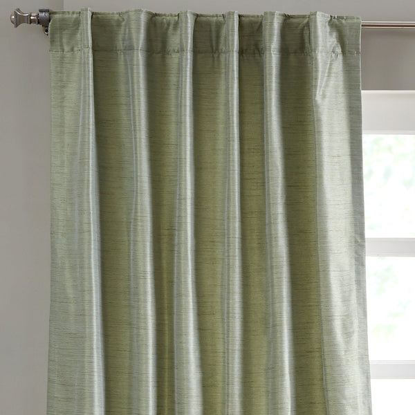 Faux Raw Silk Curtain, Lily Green