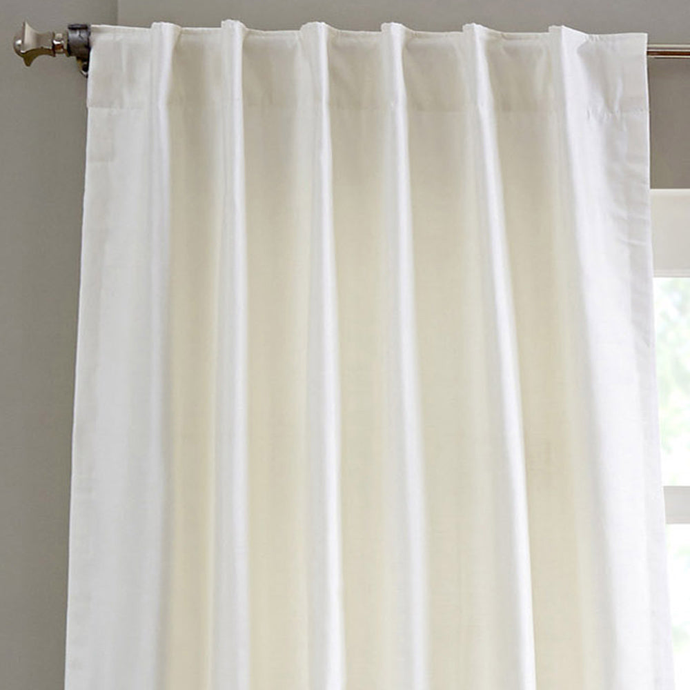 Faux Dupioni Silk Curtain, White