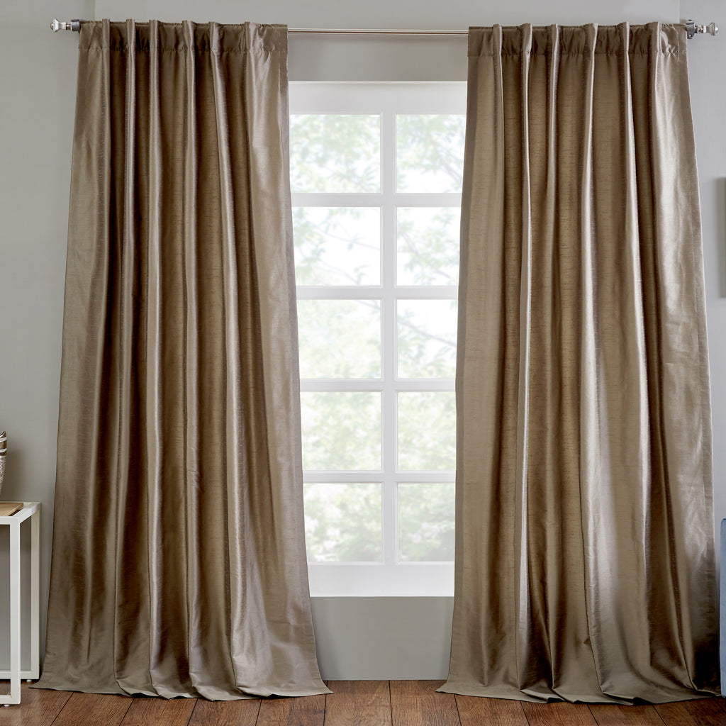 Faux Dupioni Silk Curtain, Cobblestone