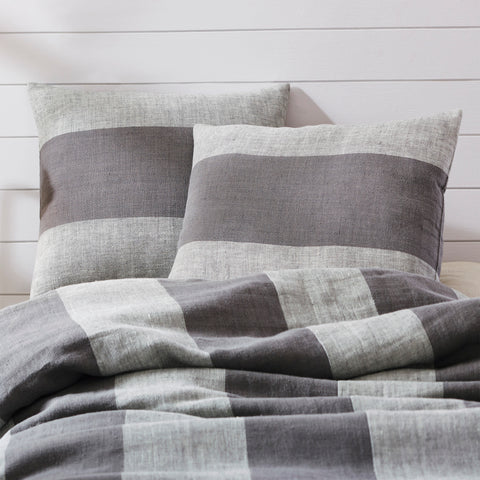 Riviera Linen Striped Duvet Cover & Shams, Grey (sold separately)