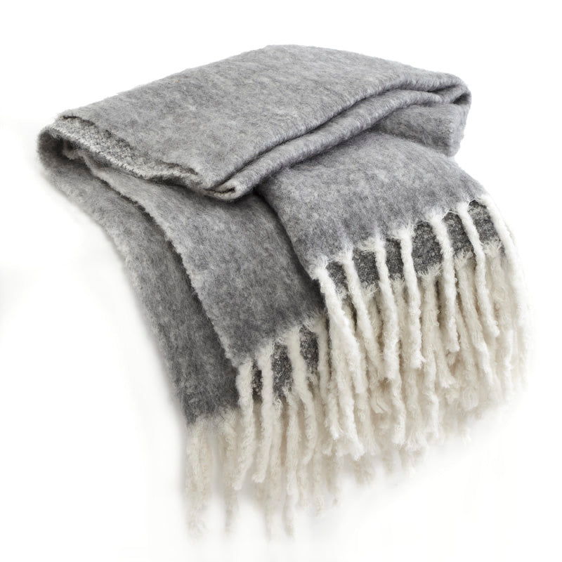 Peppermint Home Aurora Mohair Style Throw, Grey Melange