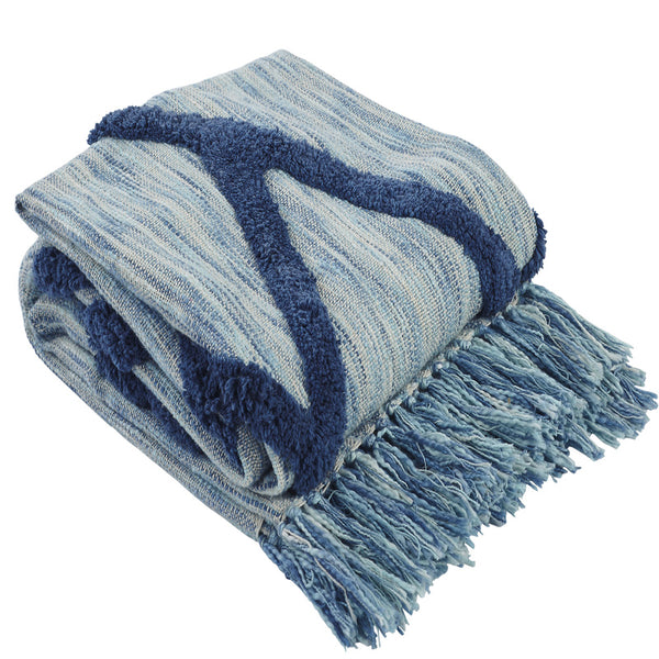 Diamond Cotton Tufted Throw, Navy