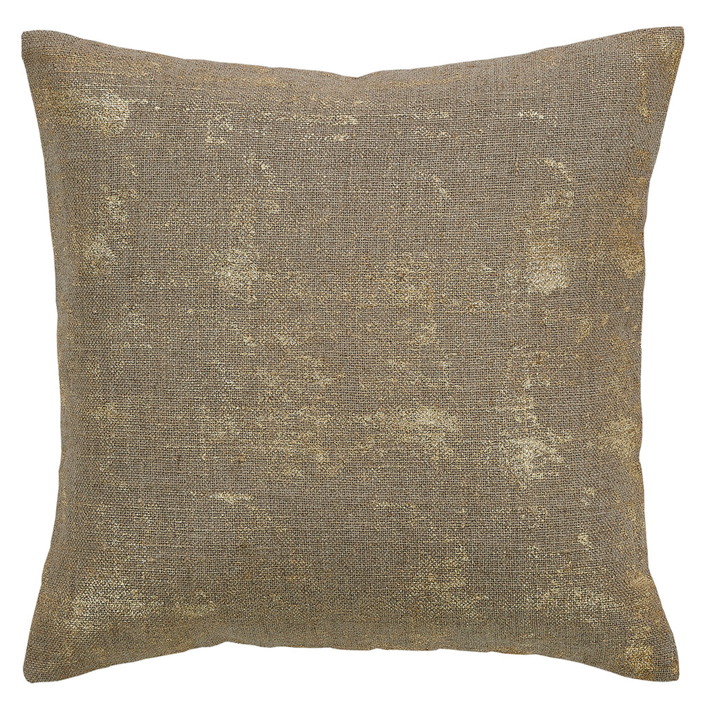 Abstract Gold Foil on Linen Pillow, Natural Gold
