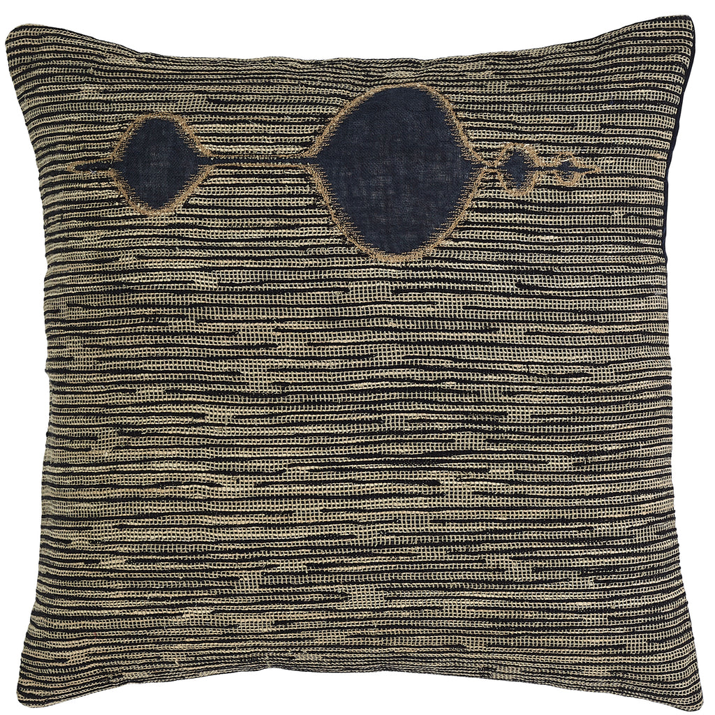 Embroidered Pillow, Navy Gold