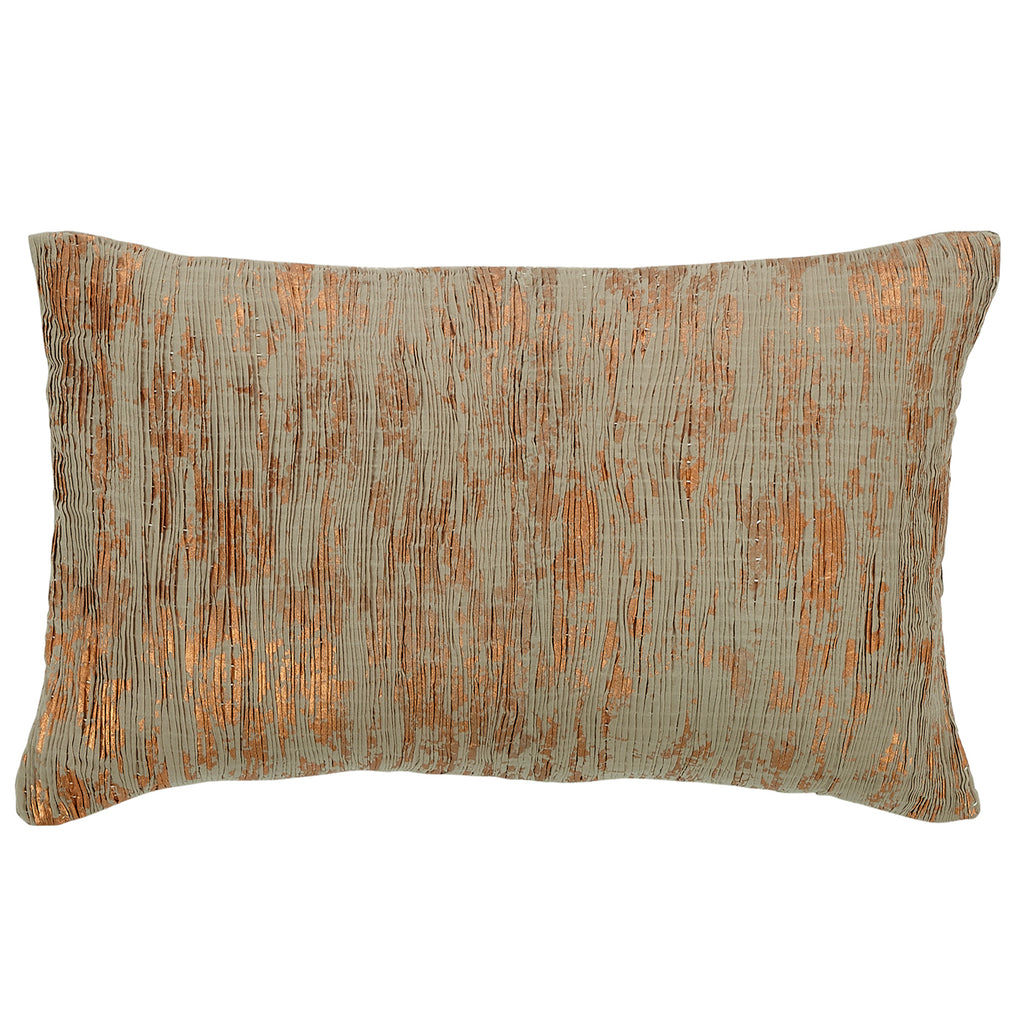 Crinkle Pleated Foil Lumbar Pillow, Copper Gold