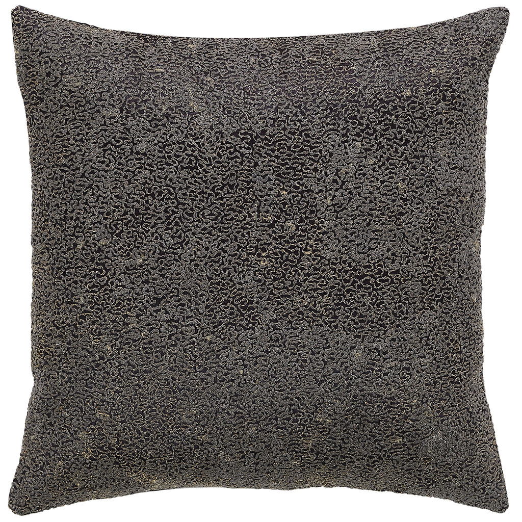 Waves Design Embroidered Pillow, Stone