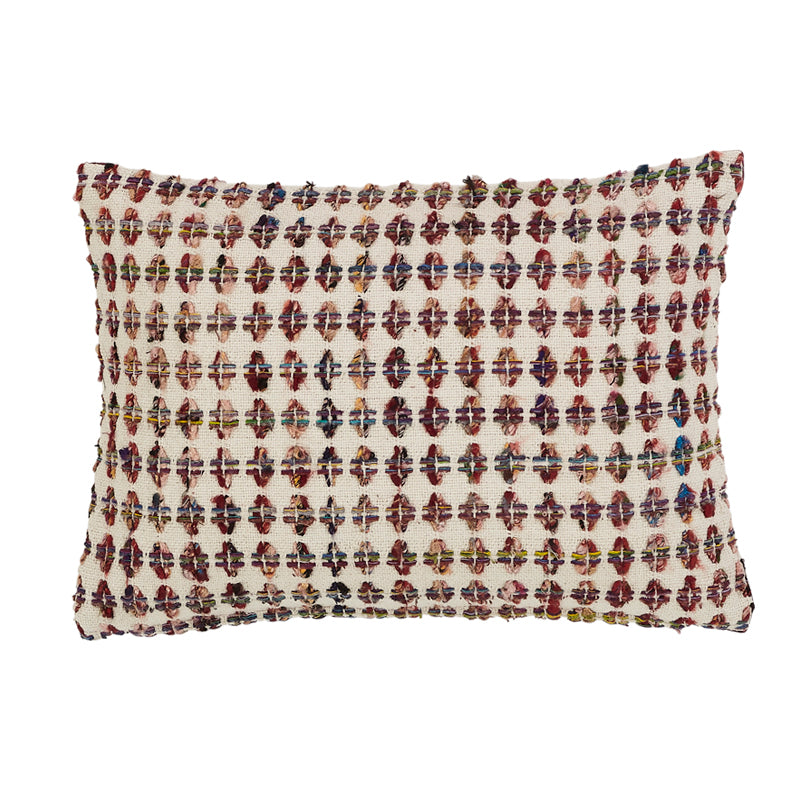 Colorful Weave Lumbar Pillow, Multi Red