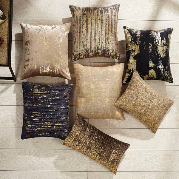 Foil Abstract Pillow, Black Gold