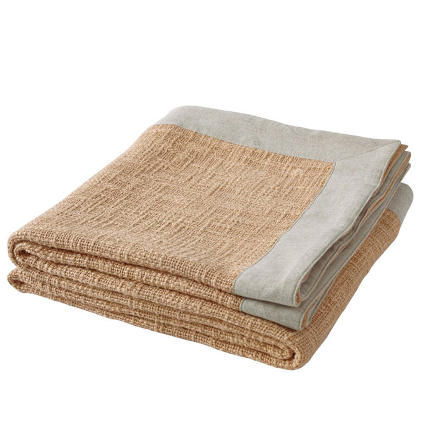 Dylan Cotton Linen Bordered Throw, Nougat