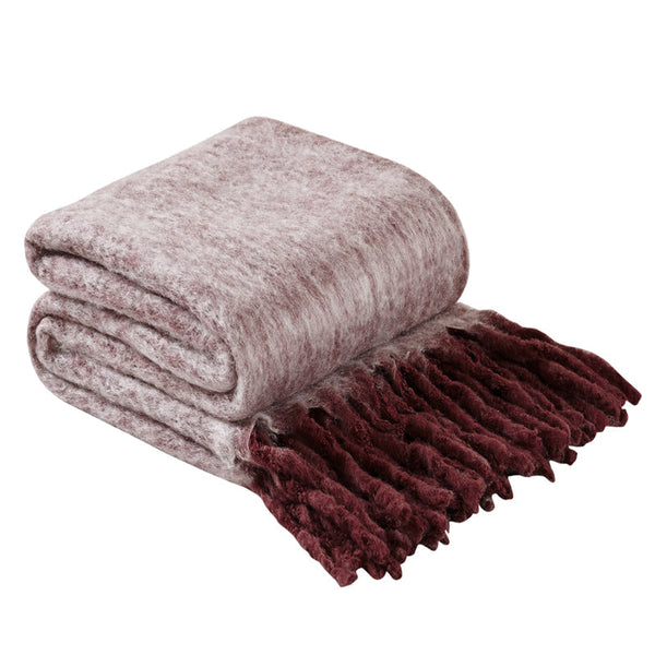 Aurora Mohair Style Throw, Burgundy