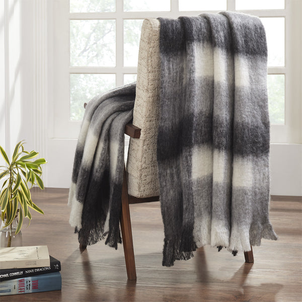 Windsor Mohair Throw, Black White