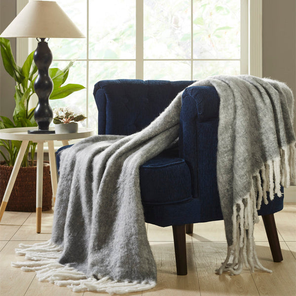 Aurora Mohair Style Throw, Grey Melange